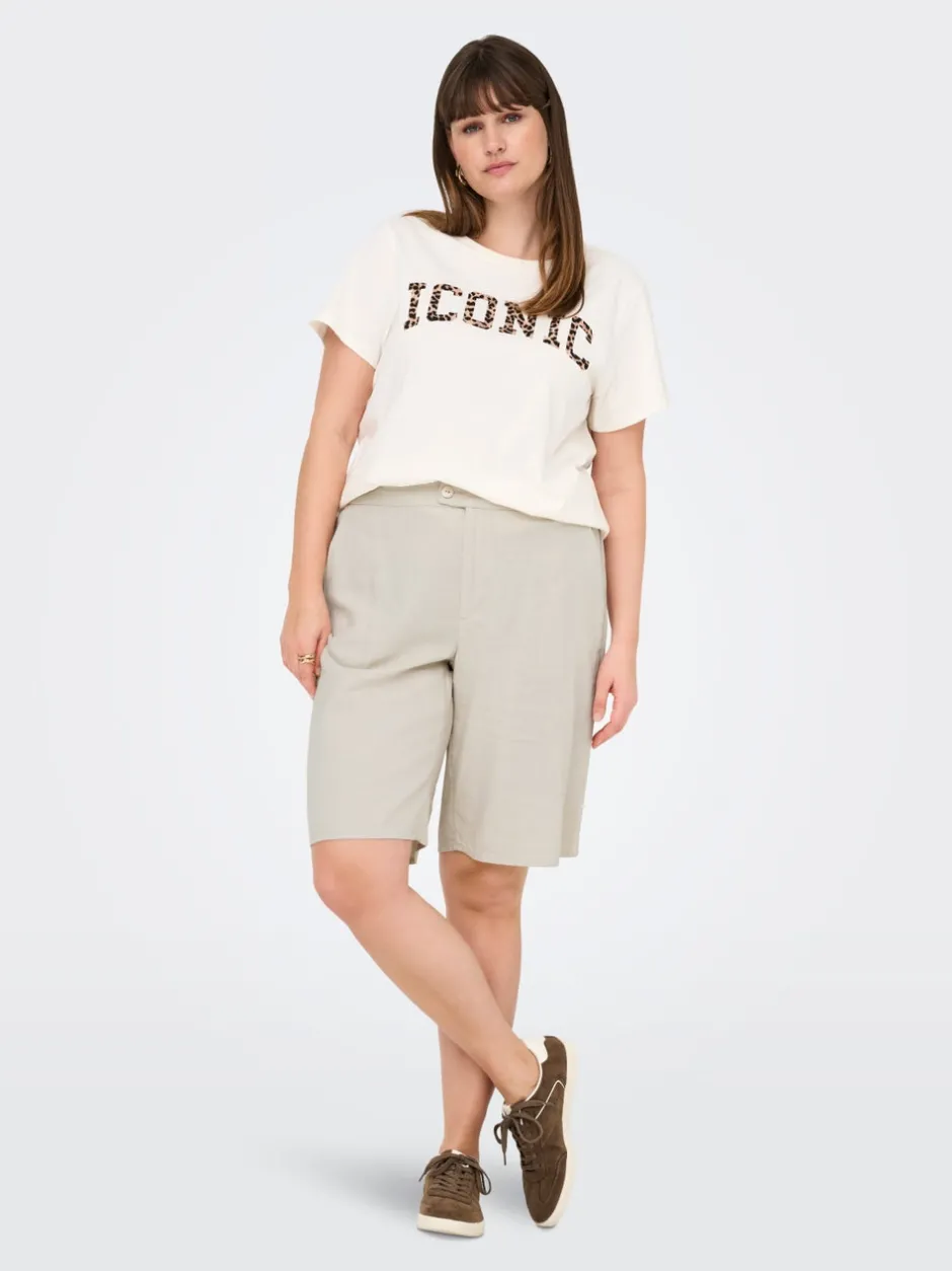 Hot CARCARO Høj talje Regular fit Hør Bermuda-shorts Dame Shorts