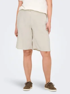 Hot CARCARO Høj talje Regular fit Hør Bermuda-shorts Dame Shorts
