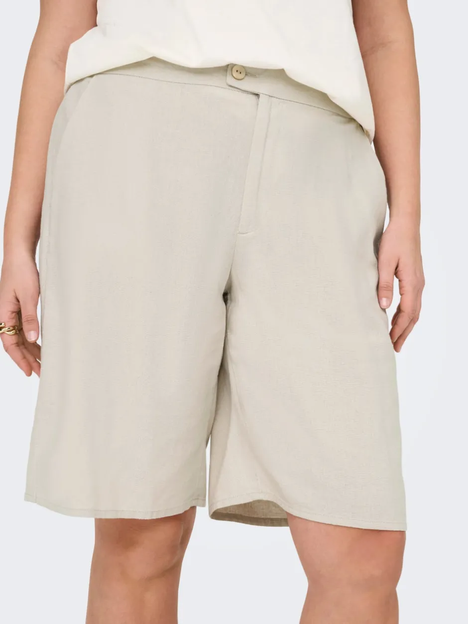 Hot CARCARO Høj talje Regular fit Hør Bermuda-shorts Dame Shorts