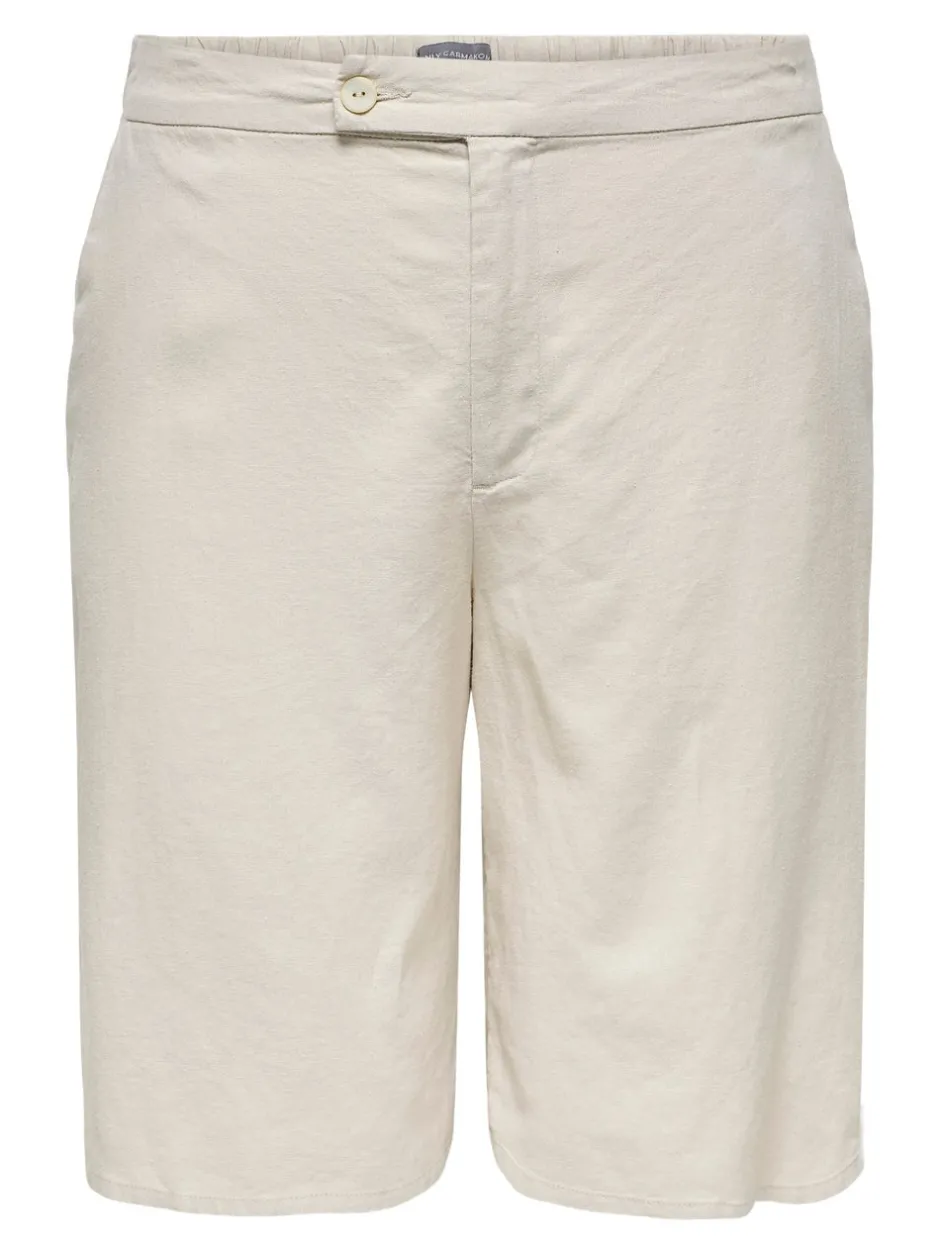 Hot CARCARO Høj talje Regular fit Hør Bermuda-shorts Dame Shorts