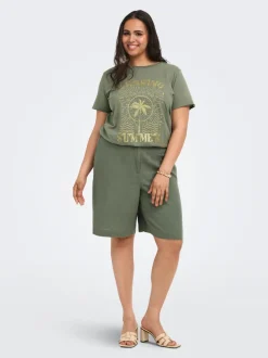 Discount CARGOA Loose fit Hør Figursyede shorts Dame Shorts
