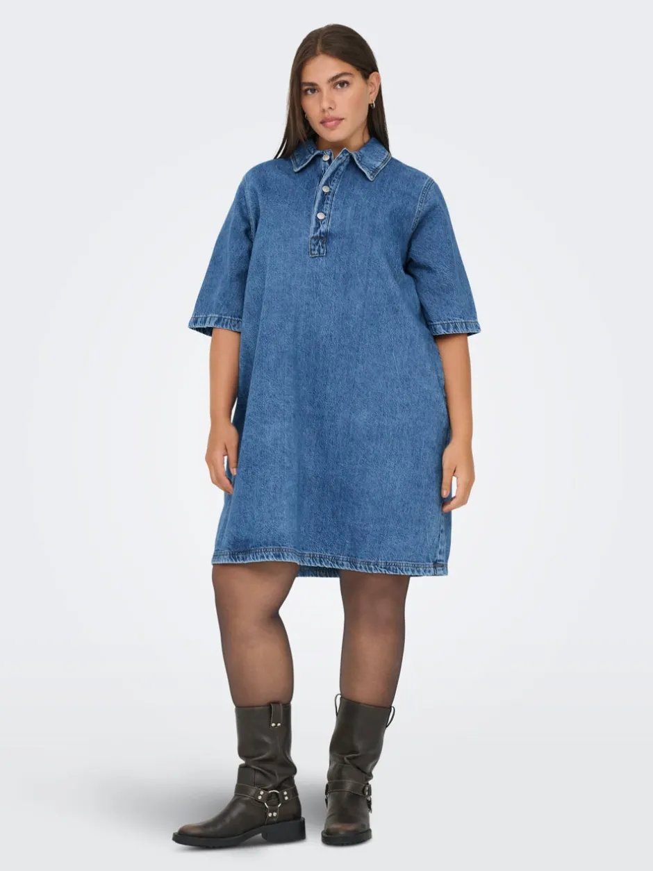 Clearance CARGRY Kort kjole Dame Kjoler|Double Denim