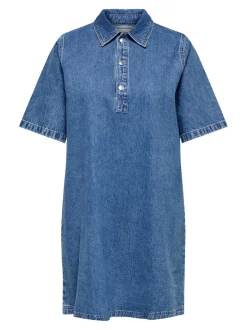 Clearance CARGRY Kort kjole Dame Kjoler|Double Denim
