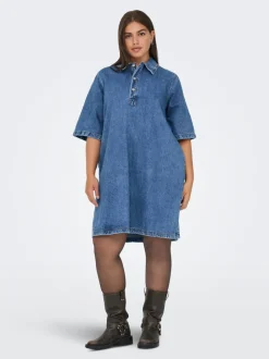 Clearance CARGRY Kort kjole Dame Kjoler|Double Denim