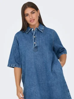 Clearance CARGRY Kort kjole Dame Kjoler|Double Denim