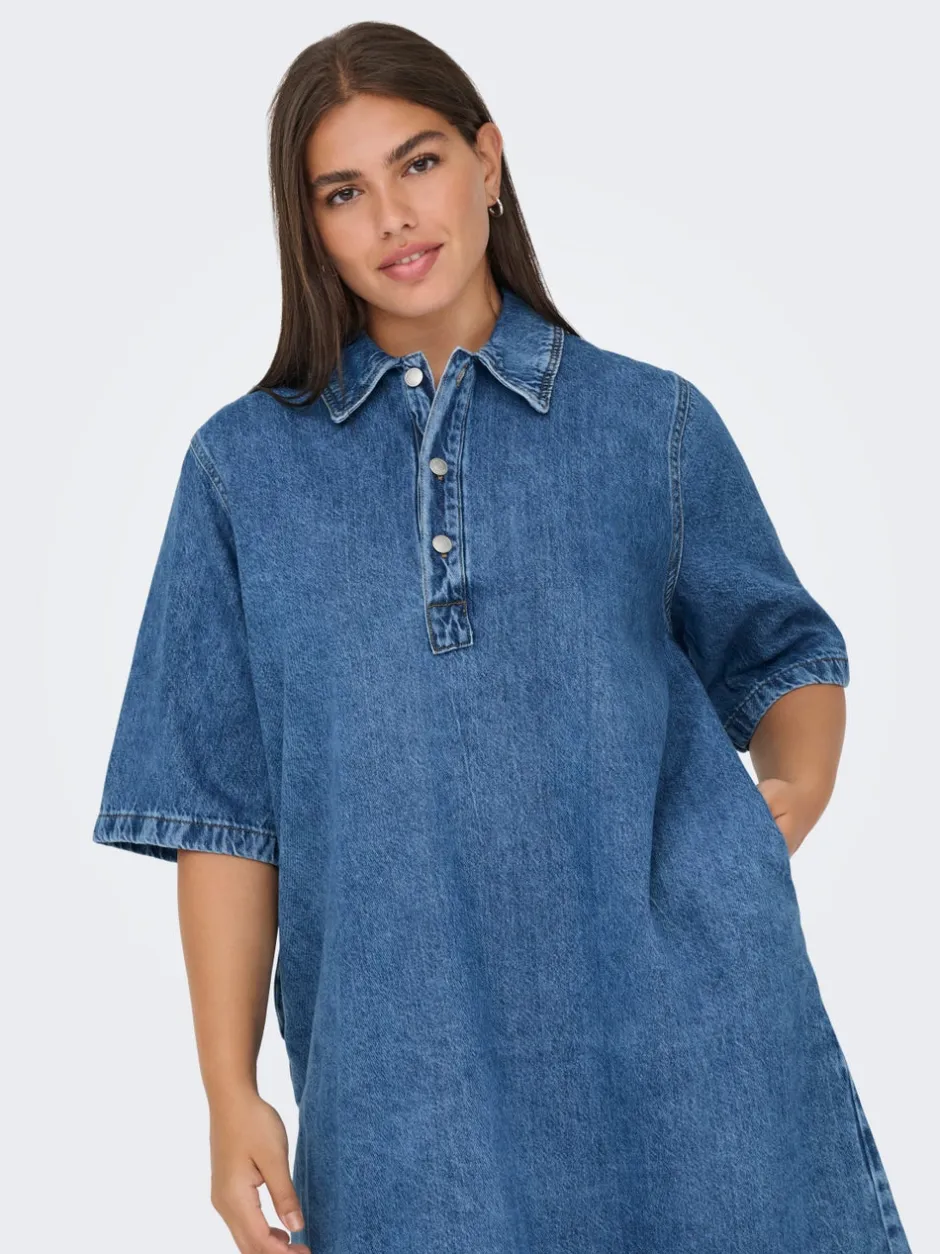 Clearance CARGRY Kort kjole Dame Kjoler|Double Denim