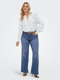 Best CARJULLES Mellemhøj talje Wide leg fit Jeans Dame Jeans|Jeans