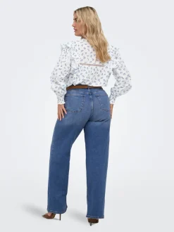 Best CARJULLES Mellemhøj talje Wide leg fit Jeans Dame Jeans|Jeans