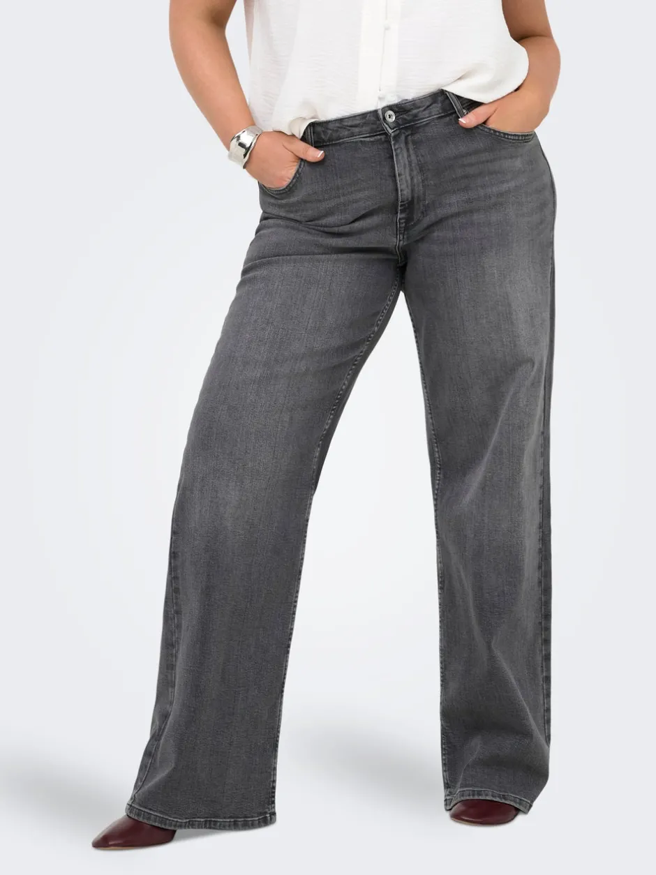 Clearance CARJULLES Mellemhøj talje Wide leg fit Jeans Dame Jeans|Jeans