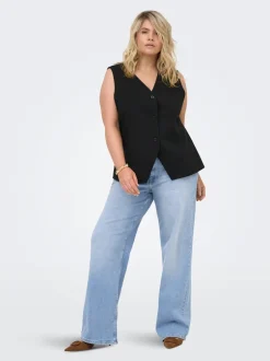 Hot CARJULLES Mellemhøj talje Wide leg fit Jeans Dame Jeans|Jeans