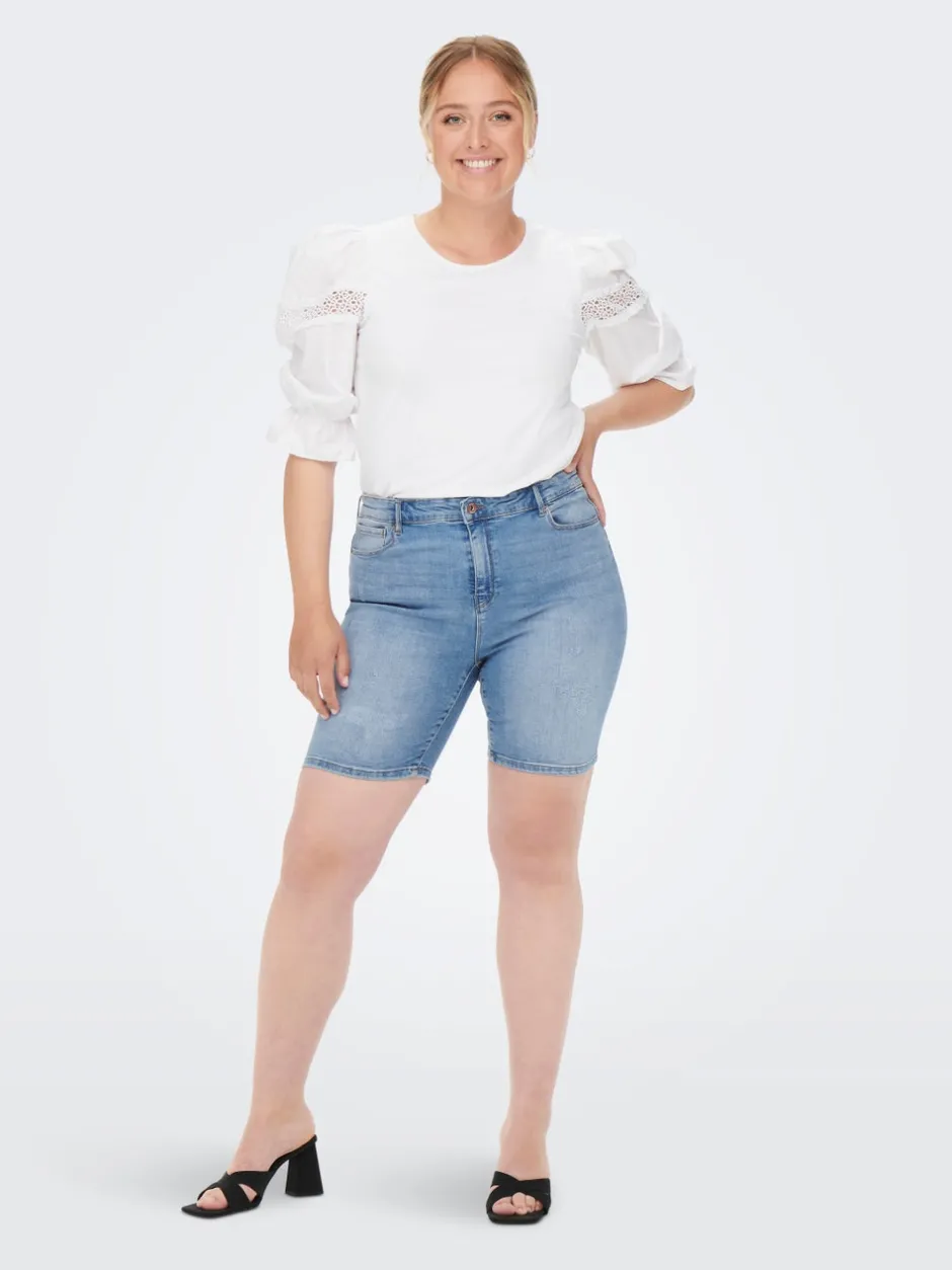 New CARLAOLA Skinny fit Denim-shorts Dame Shorts|Double Denim