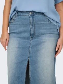 Hot CARROSE Denim Denim-nederdel Midinederdel Dame Nederdele|Double Denim