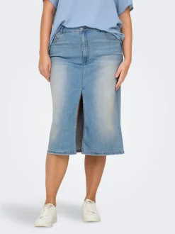 Hot CARROSE Denim Denim-nederdel Midinederdel Dame Nederdele|Double Denim