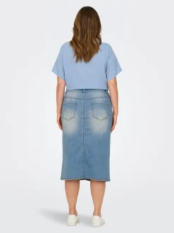 Hot CARROSE Denim Denim-nederdel Midinederdel Dame Nederdele|Double Denim