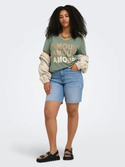 Hot CARTOKYO Høj talje Regular fit Denim-shorts Dame Shorts