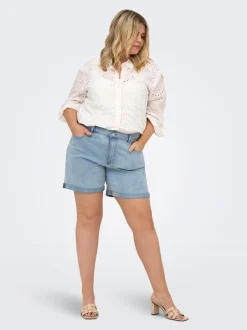 Outlet CARVEGA Høj talje Loose fit Denim-shorts Dame Shorts