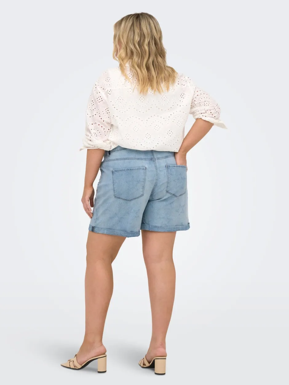 Outlet CARVEGA Høj talje Loose fit Denim-shorts Dame Shorts