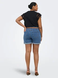 Best CARVEGA Høj talje Regular fit Denim-shorts Dame Shorts