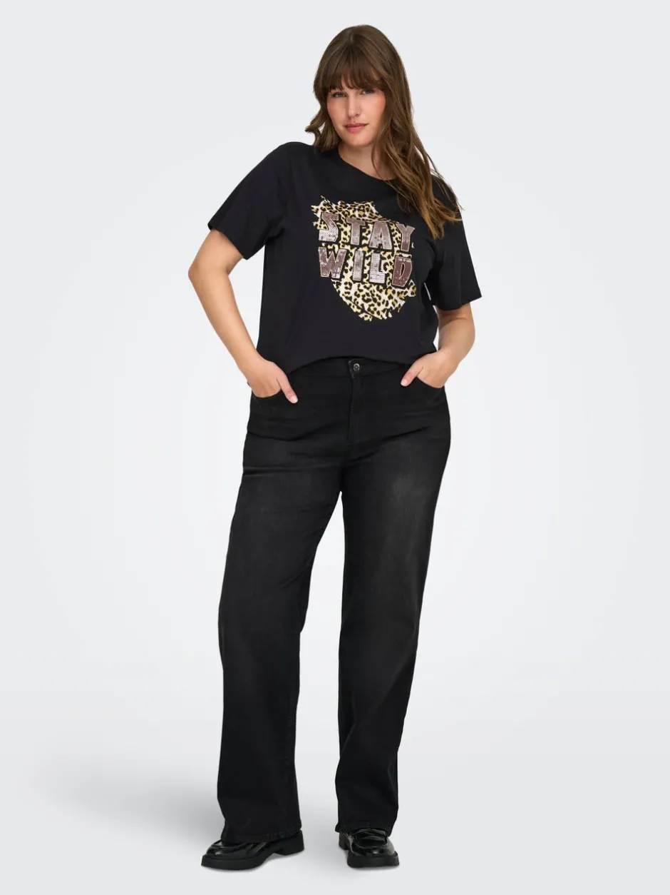 Hot CARWILLY Høj talje Wide leg fit Jeans Dame Jeans|Jeans