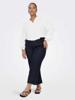 Discount CARWILLY Høj talje Wide leg fit Cropped Jeans Dame Jeans|Jeans