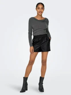 Best JDYALAIA Mellemhøj talje Regular fit Imiterede lædershorts Dame Shorts
