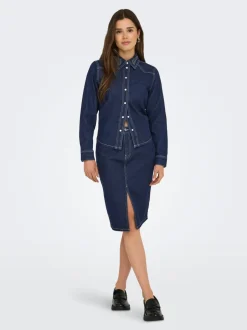 Hot JDYBELLA Denim Denim-nederdel Midinederdel Dame Nederdele|Denimnederdele