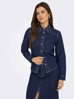 Hot JDYBELLA Denim-skjorte Dame Double Denim|Skjorter