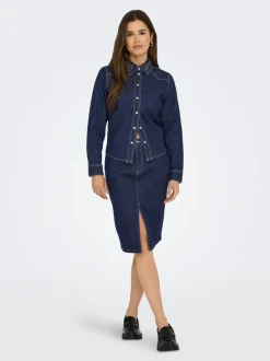 Hot JDYBELLA Denim-skjorte Dame Double Denim|Skjorter