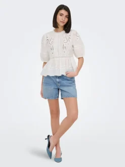 Best JDYLARISA Høj talje Baggy fit Shorts Dame Shorts|Double Denim
