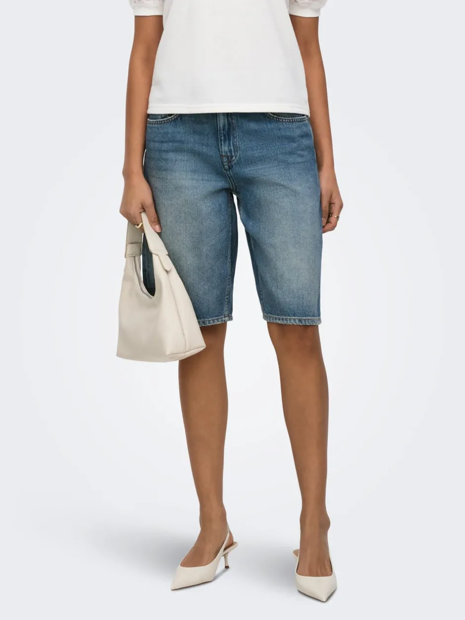 New JDYLINA Mellemhøj talje Loose fit Bermuda-shorts Dame Shorts|Double Denim