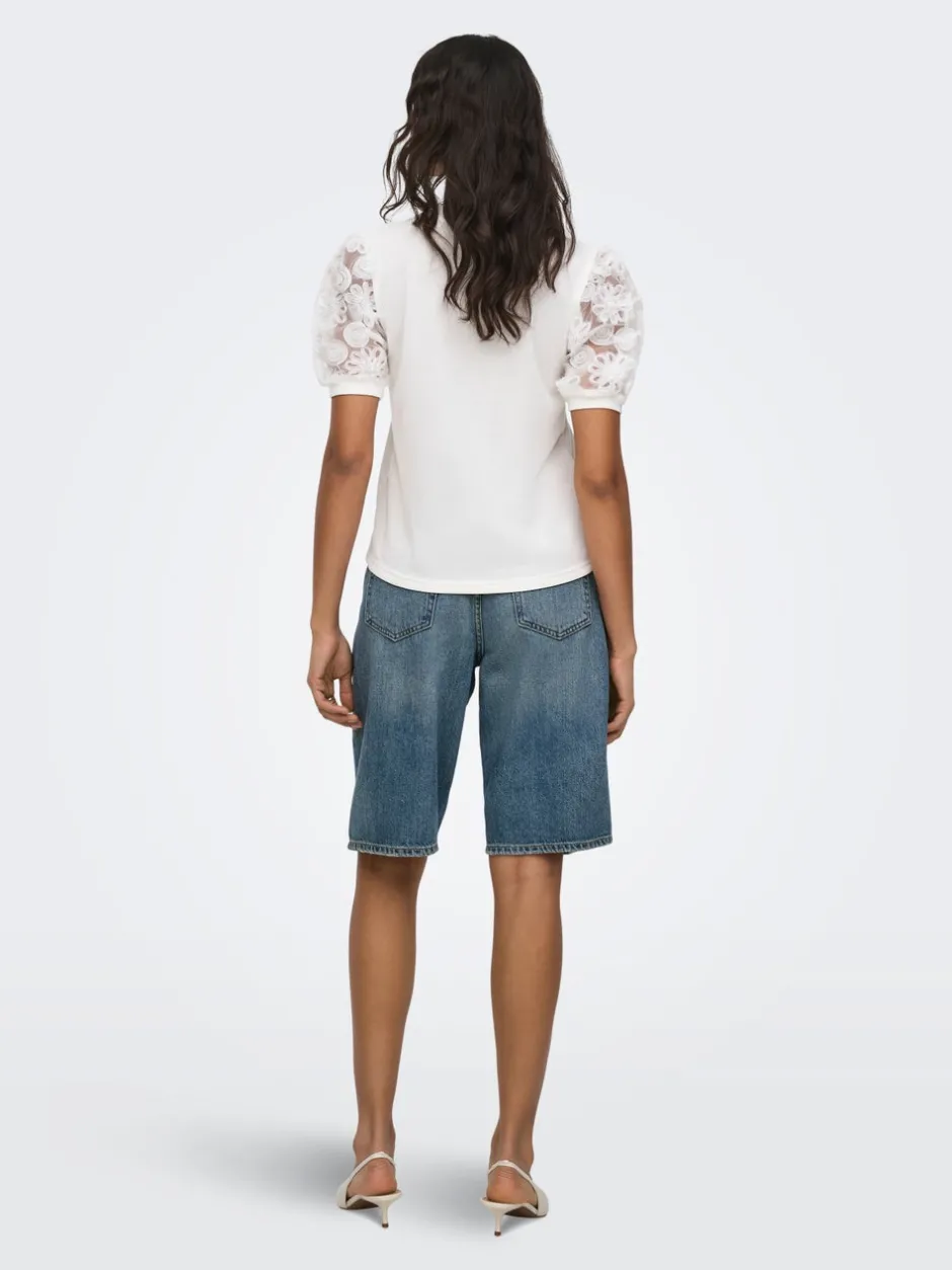 New JDYLINA Mellemhøj talje Loose fit Bermuda-shorts Dame Shorts|Double Denim