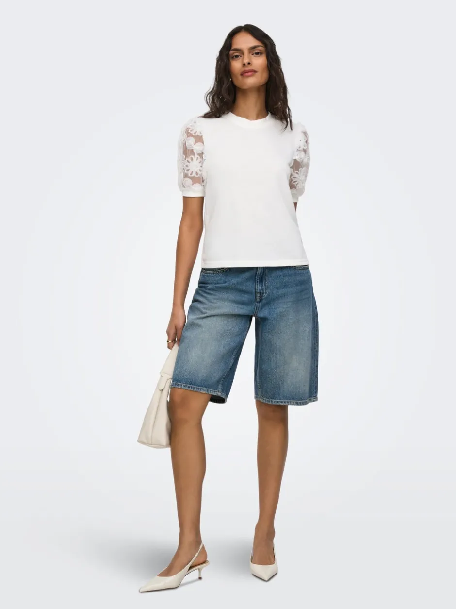 New JDYLINA Mellemhøj talje Loose fit Bermuda-shorts Dame Shorts|Double Denim