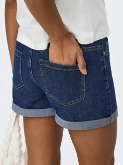 Sale JDYMOON Mellemhøj talje Regular fit Denim-shorts Dame Shorts|Double Denim
