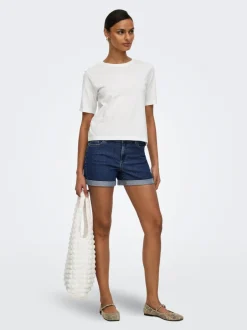 Sale JDYMOON Mellemhøj talje Regular fit Denim-shorts Dame Shorts|Double Denim