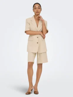 Discount JDYNAOMI Mellemhøj talje Loose fit Hør Bermuda-shorts Dame Shorts