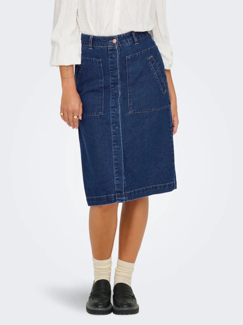 Best JDYOLIVIA Denim Denim-nederdel Lang nederdel Dame Nederdele|Denimnederdele