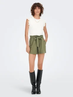 Hot JDYSAY Mellemhøj talje Regular fit Hør Shorts Dame Shorts
