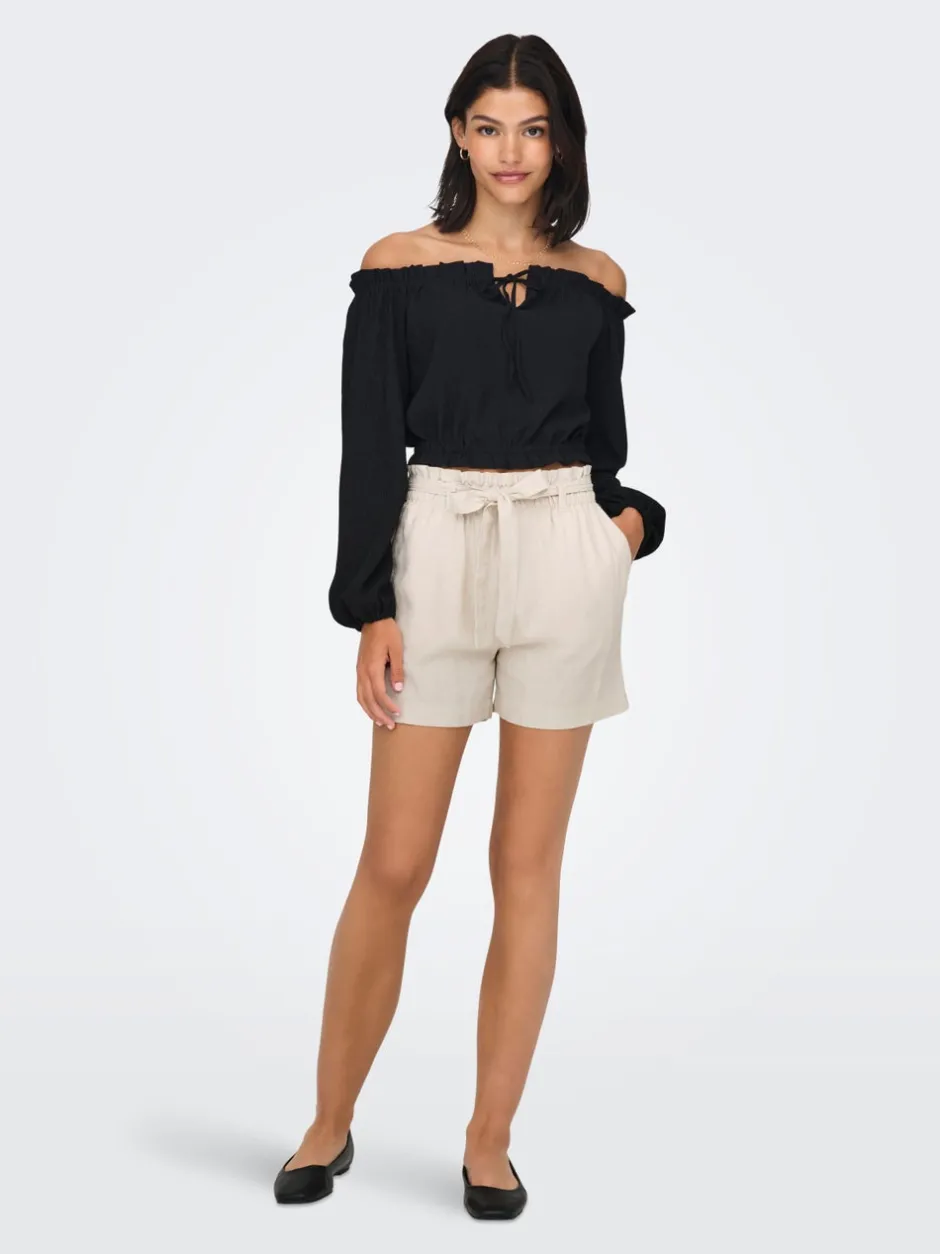 JDYSAY Mellemhøj talje Regular fit Hør Shorts Dame Shorts