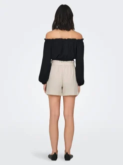 JDYSAY Mellemhøj talje Regular fit Hør Shorts Dame Shorts