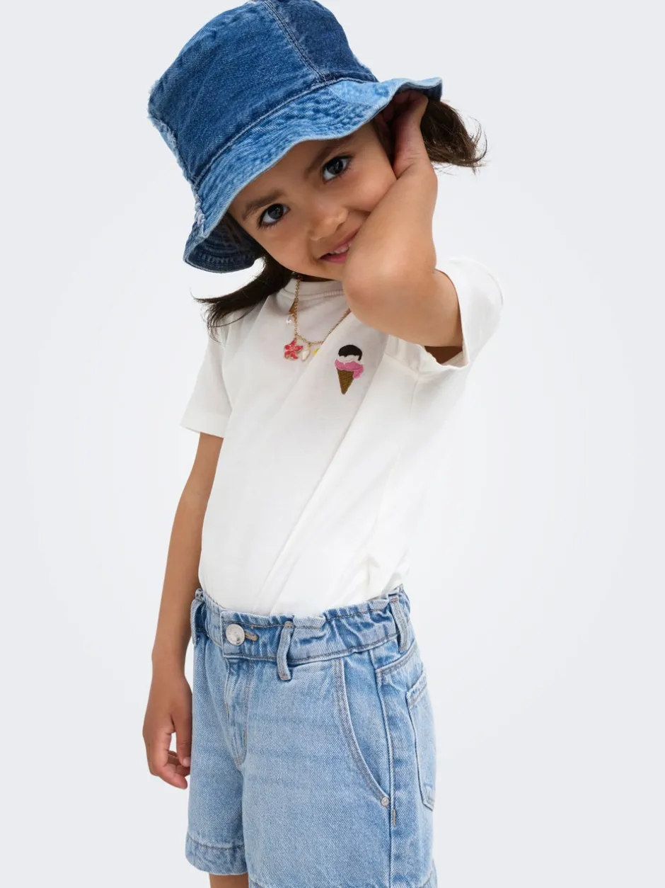 KMGCOMET Mellemhøj talje Wide leg fit Denim-shorts Børn Tøj·Shorts