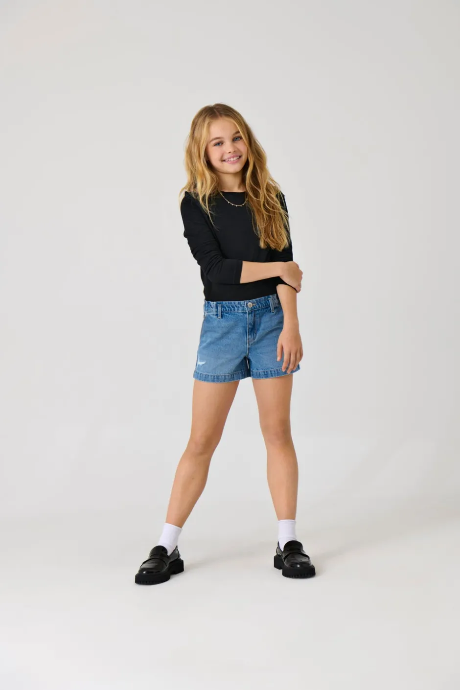 Clearance KOGCOMET Mellemhøj talje Wide leg fit Denim-shorts Børn Tøj·Shorts