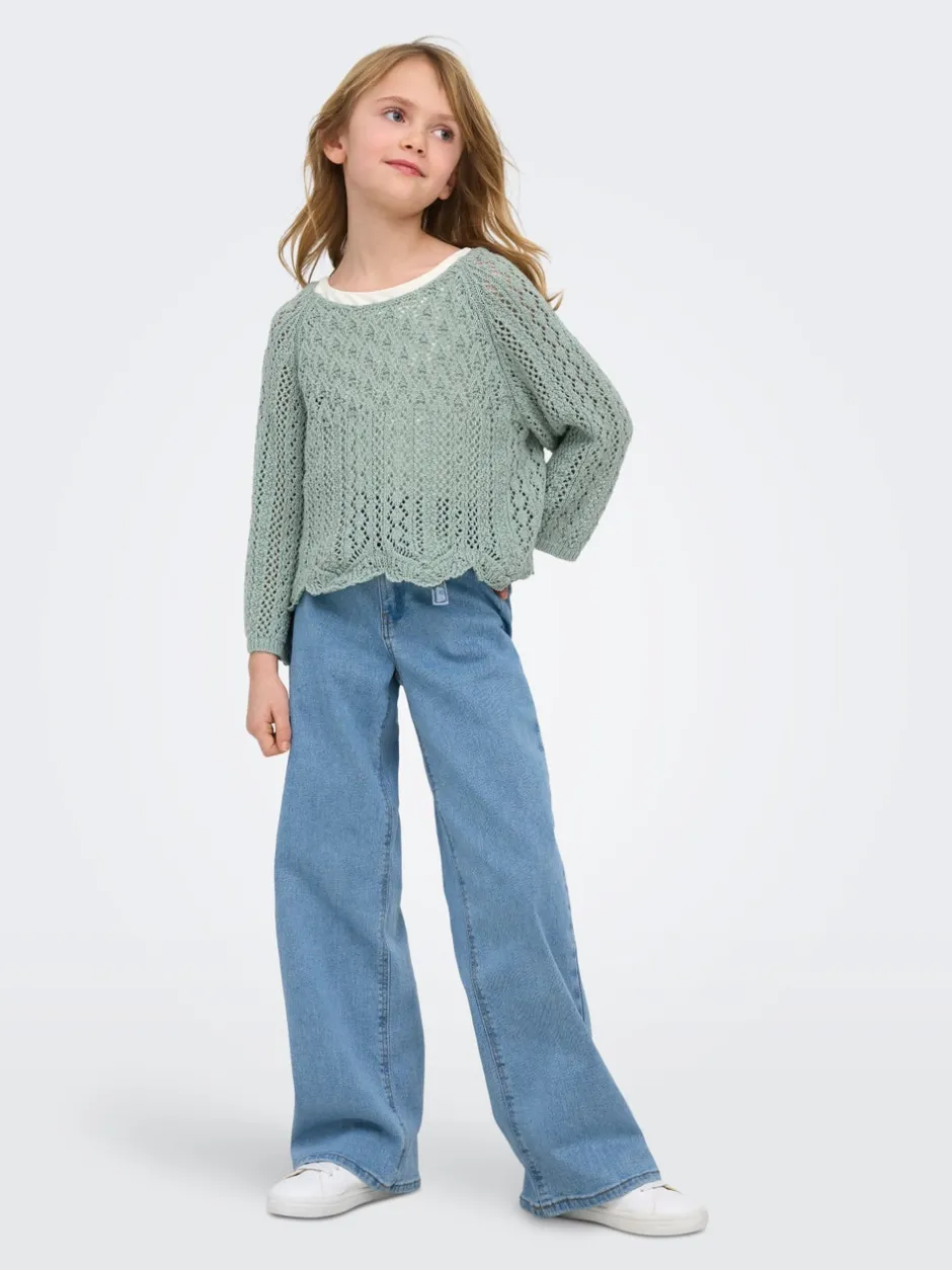 Online KOGFREE Mellemhøj talje Wide leg fit Jeans Børn Tøj·Jeans