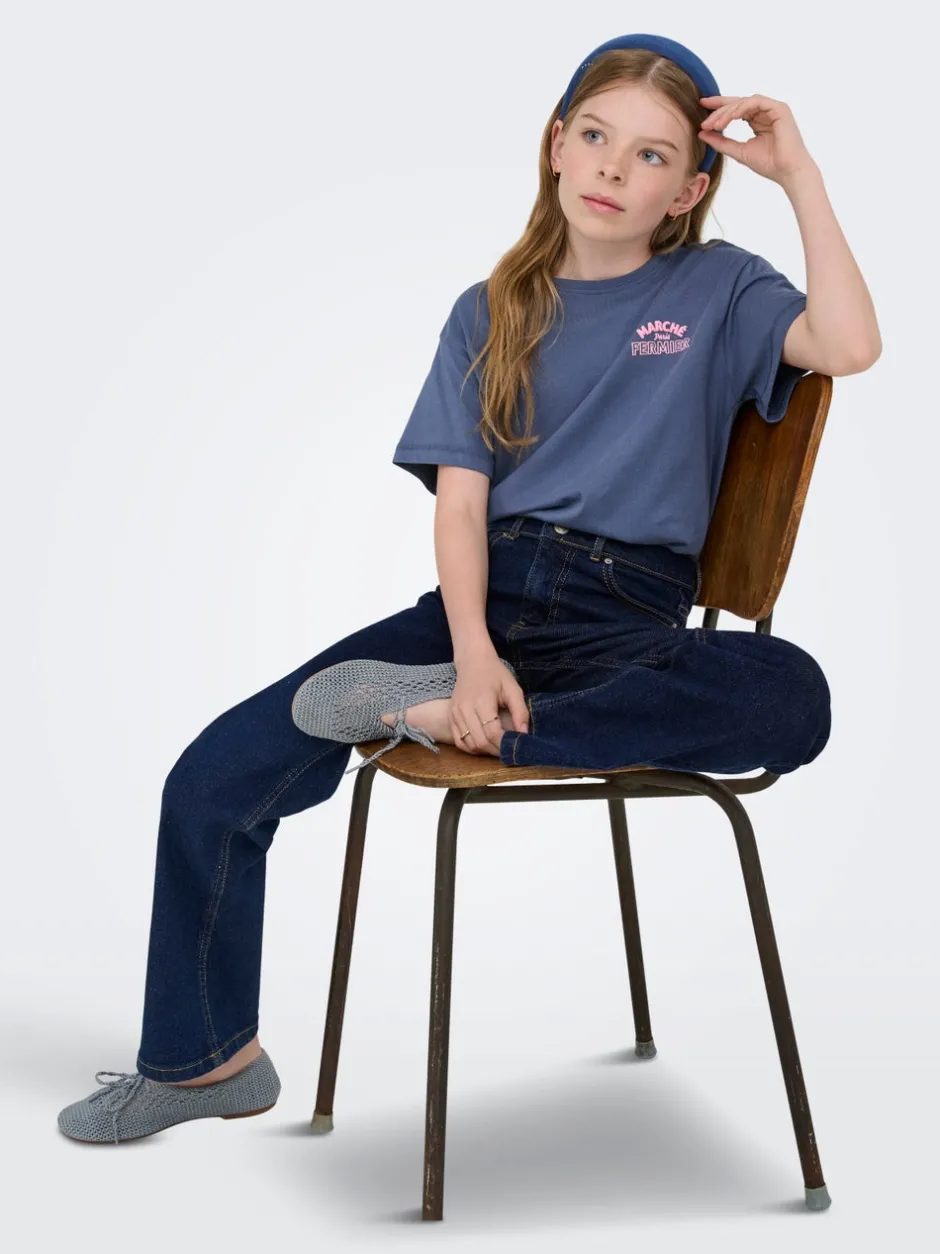 Sale KOGJUICY Mellemhøj talje Wide leg fit Jeans Børn Tøj·Jeans