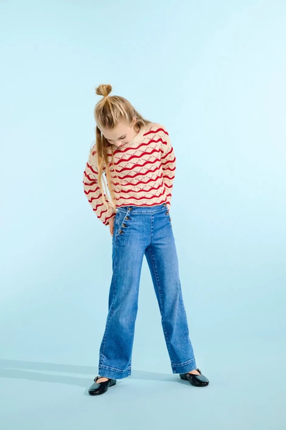 Clearance KOGMADISON Høj talje Wide leg fit Ankellængde Jeans Børn Tøj·Jeans