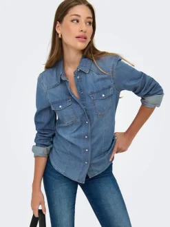 Hot ONLALICE Denim-skjorte Dame Skjorter