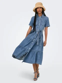 Hot ONLALIYAH Lang kjole Dame Kjoler|Double Denim