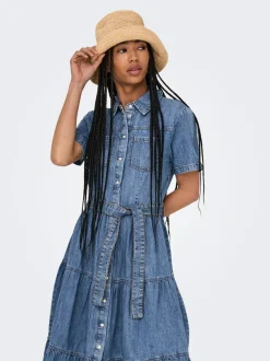 Hot ONLALIYAH Lang kjole Dame Kjoler|Double Denim