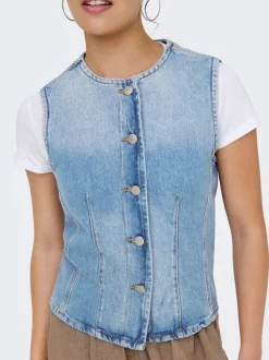 Sale ONLAYA Tailored vest Dame Double Denim|Toppe