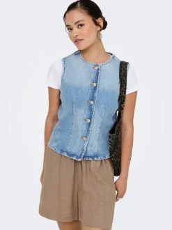Sale ONLAYA Tailored vest Dame Double Denim|Toppe