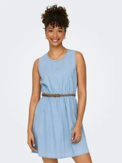 New ONLBEA Kort kjole Dame Kjoler|Double Denim